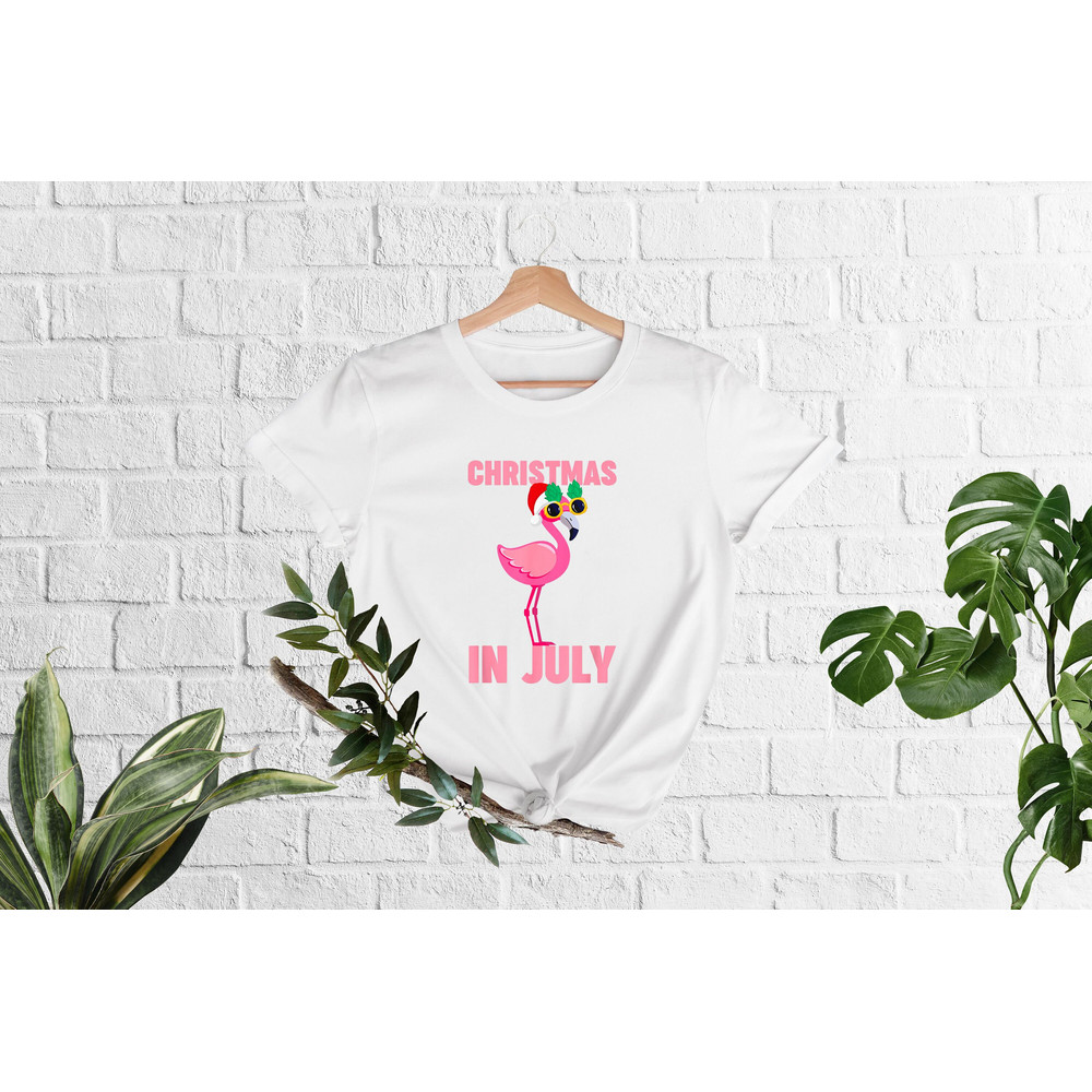 Christmas in July Shirt, Flamingo Shirt for Women, Christmas in Summer Shirt, Christmas Flamingo, Summer Christmas,Xmas In July, Beach Vibes - 2.jpg