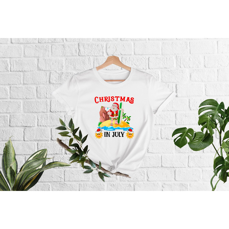 Christmas In July Shirt, Funny Summer T-Shirt, Summer Santa Shirt, Xmas In Summer, Xmas In July, Funny Christmas Shirt, Santa At The Beach - 2.jpg