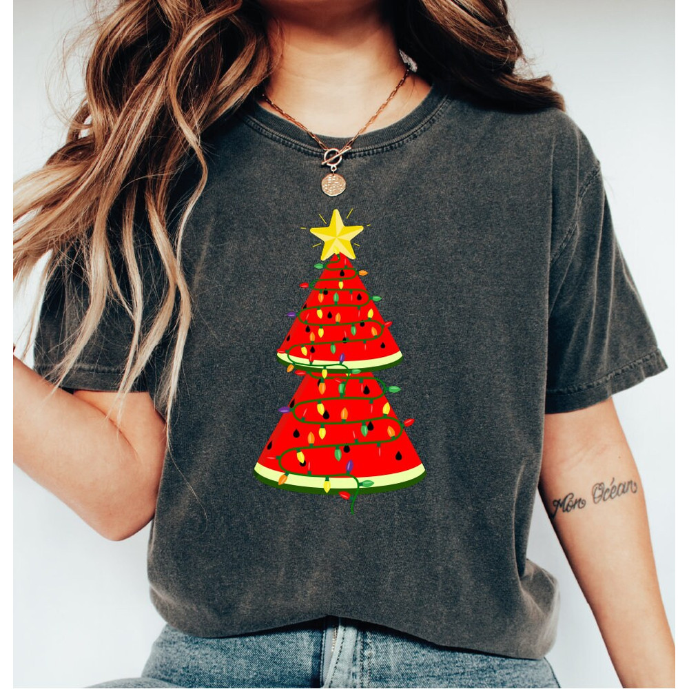 Christmas In July Shirt, Xmas in July Gift, Tropical Christmas Shirt, Watermelon TShirt,Summer Santa Shirt,Mele Kalikimaka Gift Shirt, NR606 - 2.jpg