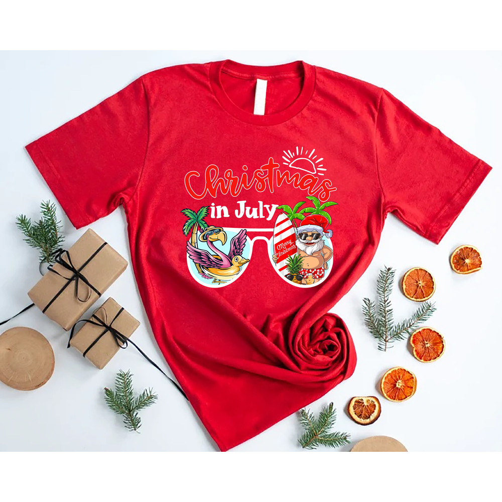 Christmas In July Shirt,Santa Beach Shirt,Summer Santa T-shirt,Christmas Flamingo Shirt,Christmas At The Beach,Xmas in July,Tropical Xmas - 5.jpg