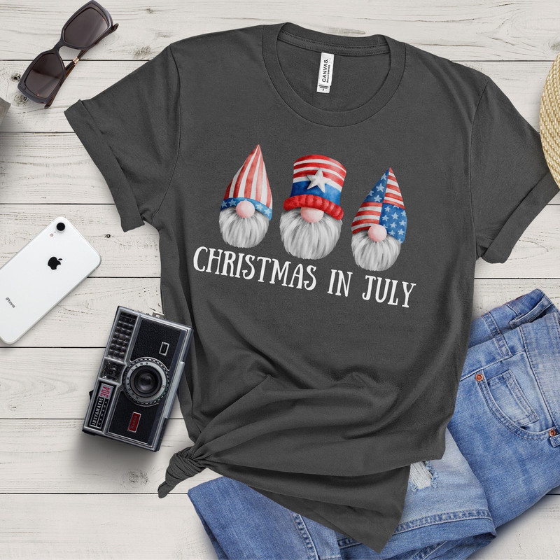 Christmas in July T-shirt, Gnome X-mas in July Shirt, Gnome 4th of July Tshirt, Fourth of July Gnome Shirt, Fun independence Day Tee - 2.jpg
