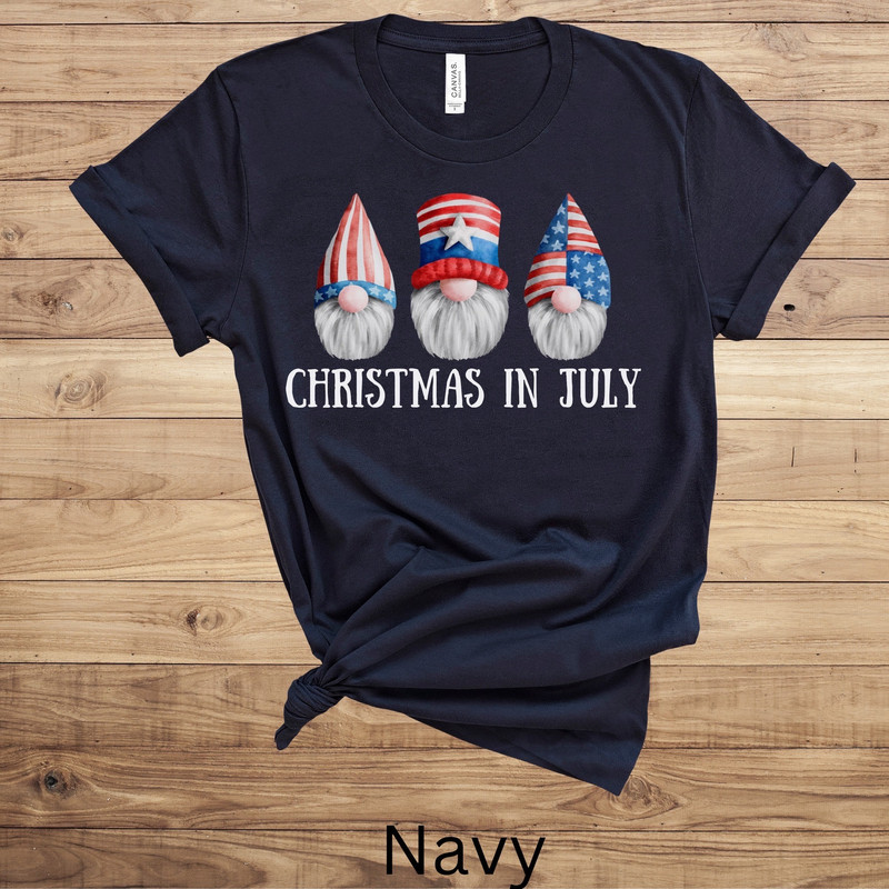 Christmas in July T-shirt, Gnome X-mas in July Shirt, Gnome 4th of July Tshirt, Fourth of July Gnome Shirt, Fun independence Day Tee - 5.jpg