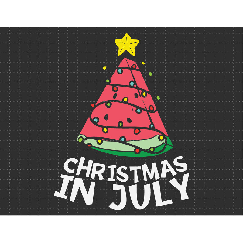 Christmas In July Watermelon Xmas Tree Svg, Summer Vibes, Beach Vacation, Holiday Svg, Tropical Svg, Svg, Png Files For Cricut Sublimation - 1.jpg