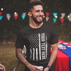 custom made shirt usa flag patriotic personalized t-shirt your own printed text christmas patriotic gift fathers day gif