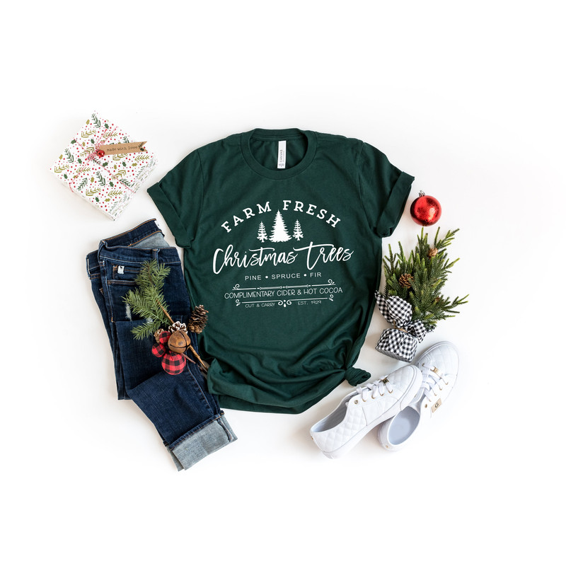 Farm Fresh Christmas Trees Shirt, Pine Spruce Fir, Christmas Gift Ideas, Holiday Shirt, Christmas Sweatshirt, Unisex Adult Tee, Winter Tee - 2.jpg