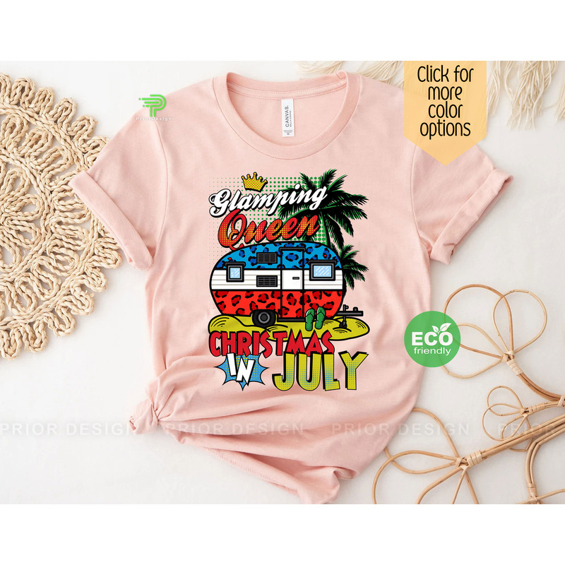 Glamping Queen Christmas in July Shirt, Summer Vacation Gift, Hawaiian Christmas, Christmas in Summer Clothing - 2.jpg