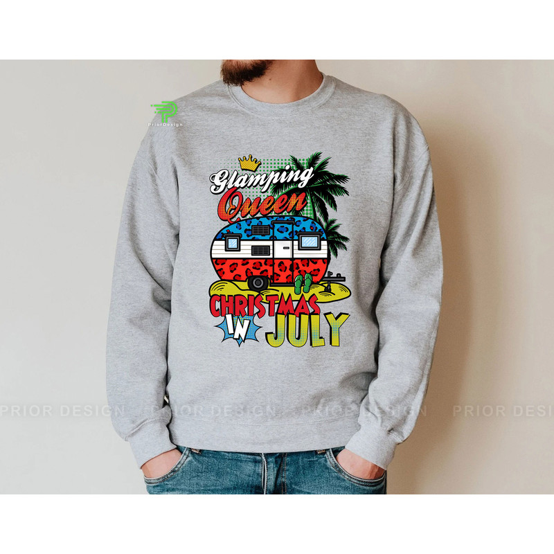 Glamping Queen Christmas in July Shirt, Summer Vacation Gift, Hawaiian Christmas, Christmas in Summer Clothing - 3.jpg
