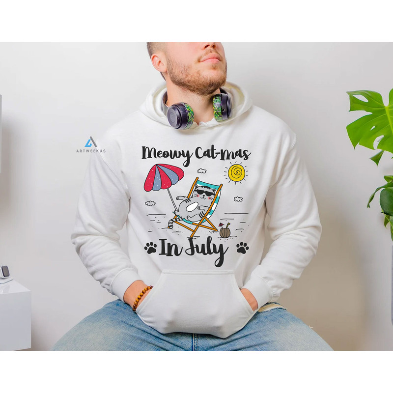 Meowy Cat-Mas in July Shirt, Funny Christmas in July Cat Shirt, Hawaiian Christmas Gift, Summer Christmas Shirt - 4.jpg