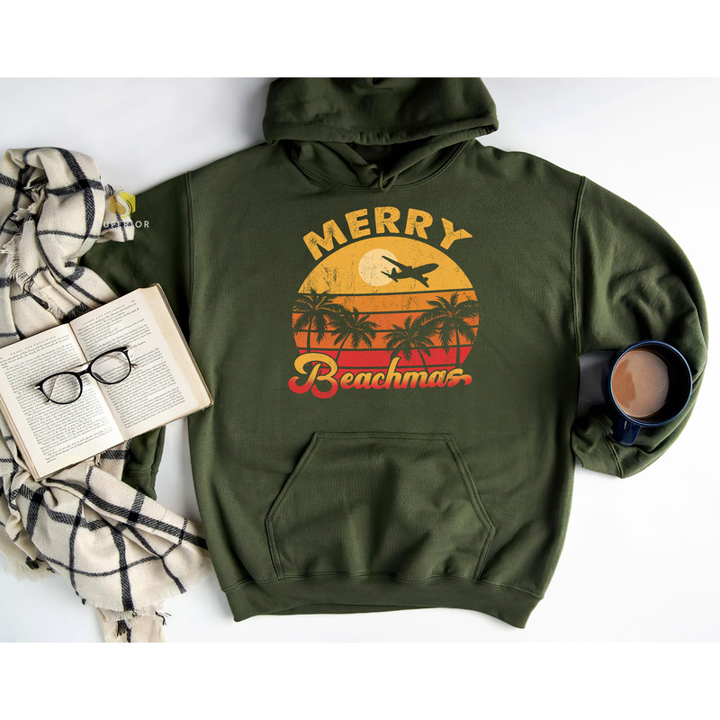 Merry Beachmas Shirt, Vintage Christmas in July Shirt, Tropical Christmas Retro Shirt, Summer Christmas Vacation Shirt - 4.jpg