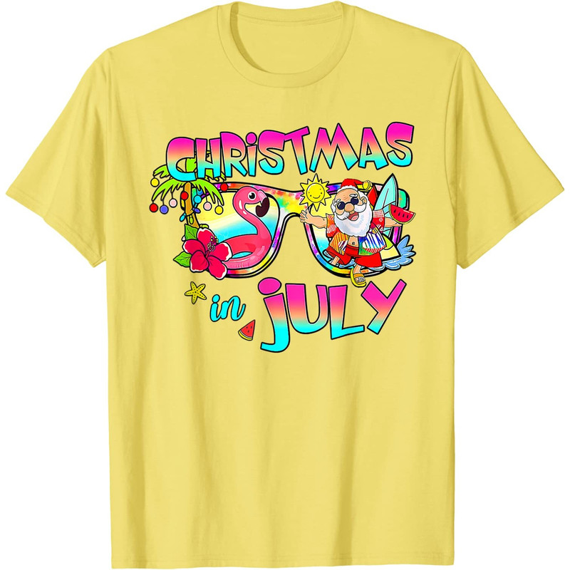 Pink Flamingo Santa Hat Christmas In July Summer Vacation T-Shirt - 41706 - 6.jpg
