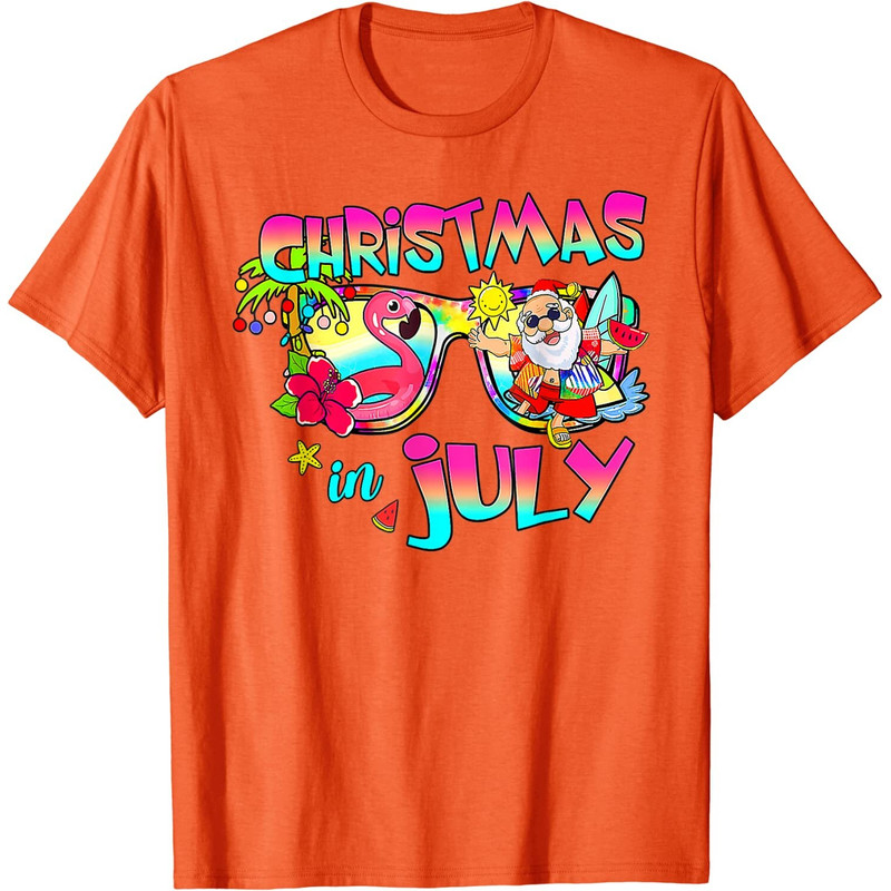 Pink Flamingo Santa Hat Christmas In July Summer Vacation T-Shirt - 41706 - 9.jpg