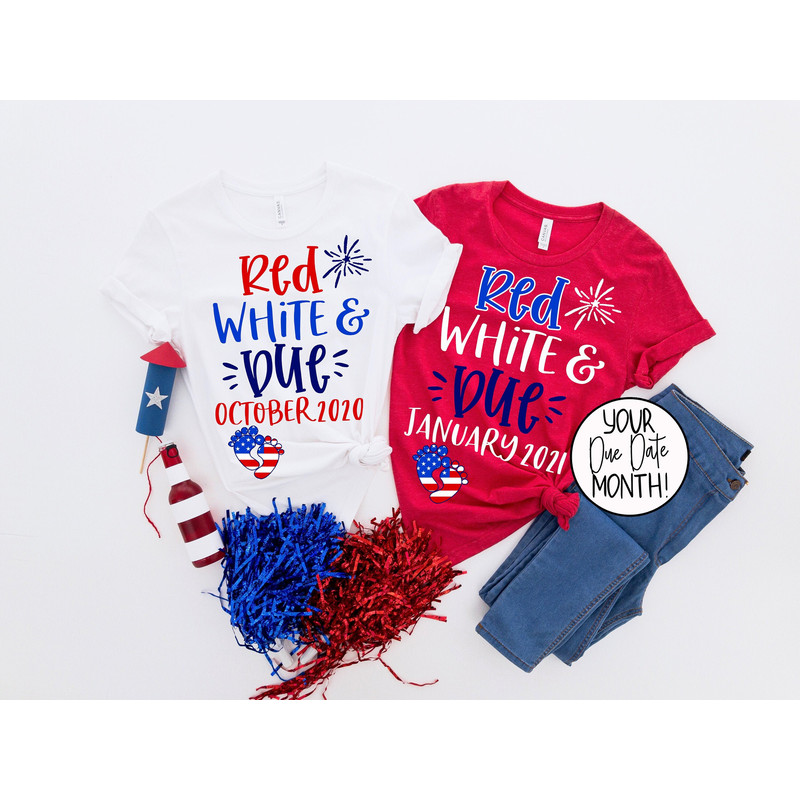 Red White & Due® Pregnancy Announcement Shirt - Cute 4th of July Pregnancy T-Shirt - Bump's First Fourth® Shirt - 4th of July Pregnancy Tee - 2.jpg