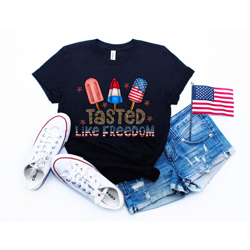 Tasted Like Freedom Shirt, Independence Day T-shirt, Ice Creams Taste Like Freedom T-Shirt, US Flag Tee, Retro Trendy Shirt, 4th July Shirt - 3.jpg