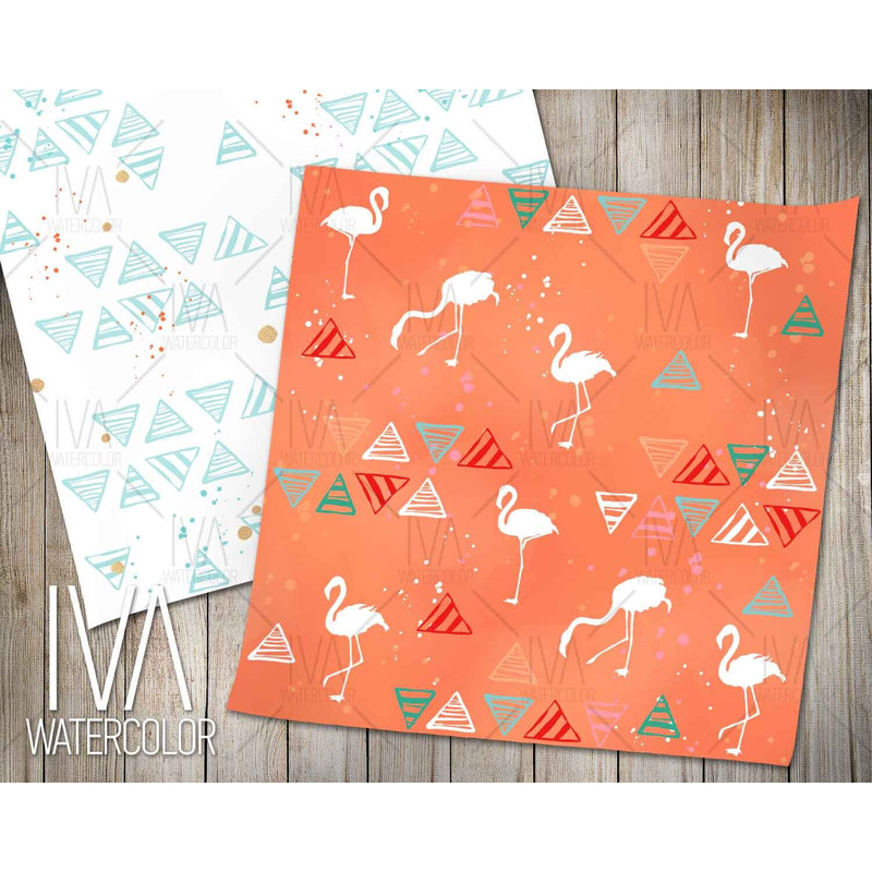 Tropical Christmas Digital Paper Pack, Summer Xmas Patterns, Cute Flamingo Xmas, Seamless Pattern, Flamingo Template, Aussie Christmas - 7.jpg