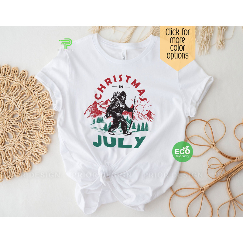 Vintage Christmas in July Bigfoot Lover Shirt, Retro Mountain Shirt, Drinking Hawaiian Christmas, Sasquatch Gift - 1.jpg