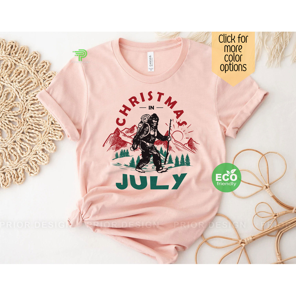 Vintage Christmas in July Bigfoot Lover Shirt, Retro Mountain Shirt, Drinking Hawaiian Christmas, Sasquatch Gift - 2.jpg
