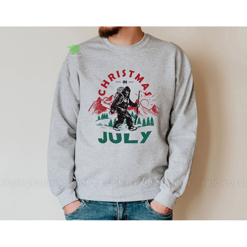 Vintage Christmas in July Bigfoot Lover Shirt, Retro Mountain Shirt, Drinking Hawaiian Christmas, Sasquatch Gift - 3.jpg