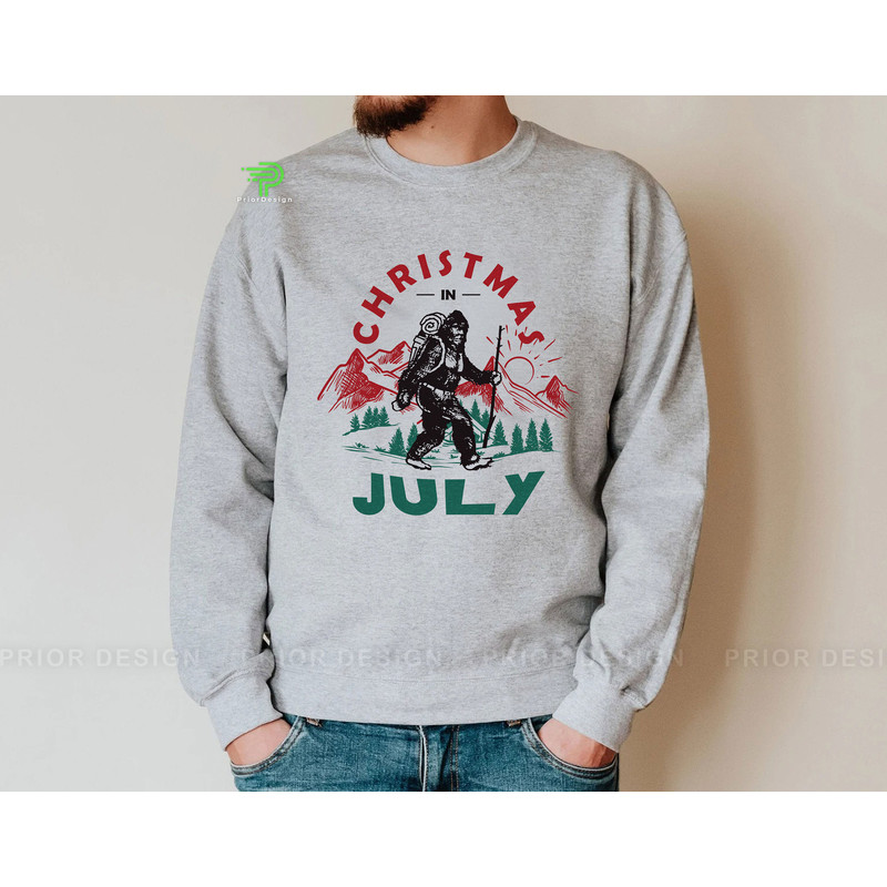 Vintage Christmas in July Bigfoot Lover Shirt, Retro Mountain Shirt, Drinking Hawaiian Christmas, Sasquatch Gift - 3.jpg