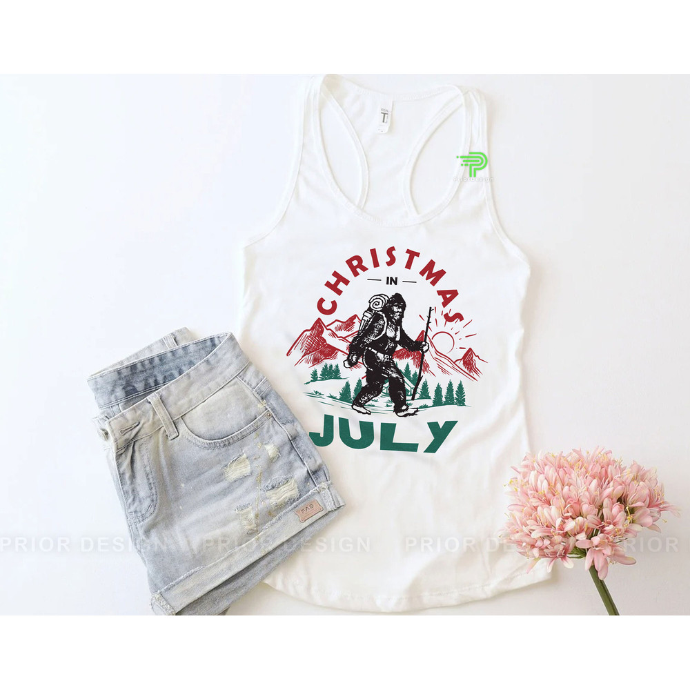 Vintage Christmas in July Bigfoot Lover Shirt, Retro Mountain Shirt, Drinking Hawaiian Christmas, Sasquatch Gift - 5.jpg