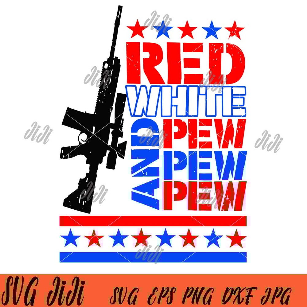 Red White And Pew Pew Pew SVG, Retro America SVG.jpg