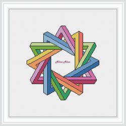 cross stitch pattern mandala geometric figure triangles abstract rainbow 3d mosaic colorful counted crossstitch patterns