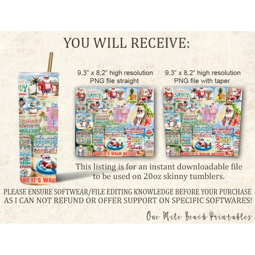 Christmas In July 20oz Skinny Tumbler Sublimation Design, Seamless Pattern, Digital Download, Christmas In July PNG, Summer Sublimation Wrap - 5.jpg