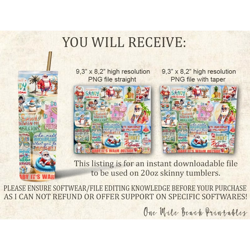 Christmas In July 20oz Skinny Tumbler Sublimation Design, Seamless Pattern, Digital Download, Christmas In July PNG, Summer Sublimation Wrap - 5.jpg