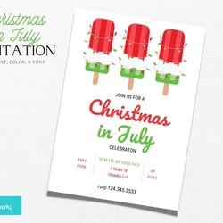 christmas in july invitation , christmas in july , summer christmas , summer santa , xmas july , christmas pool party ,
