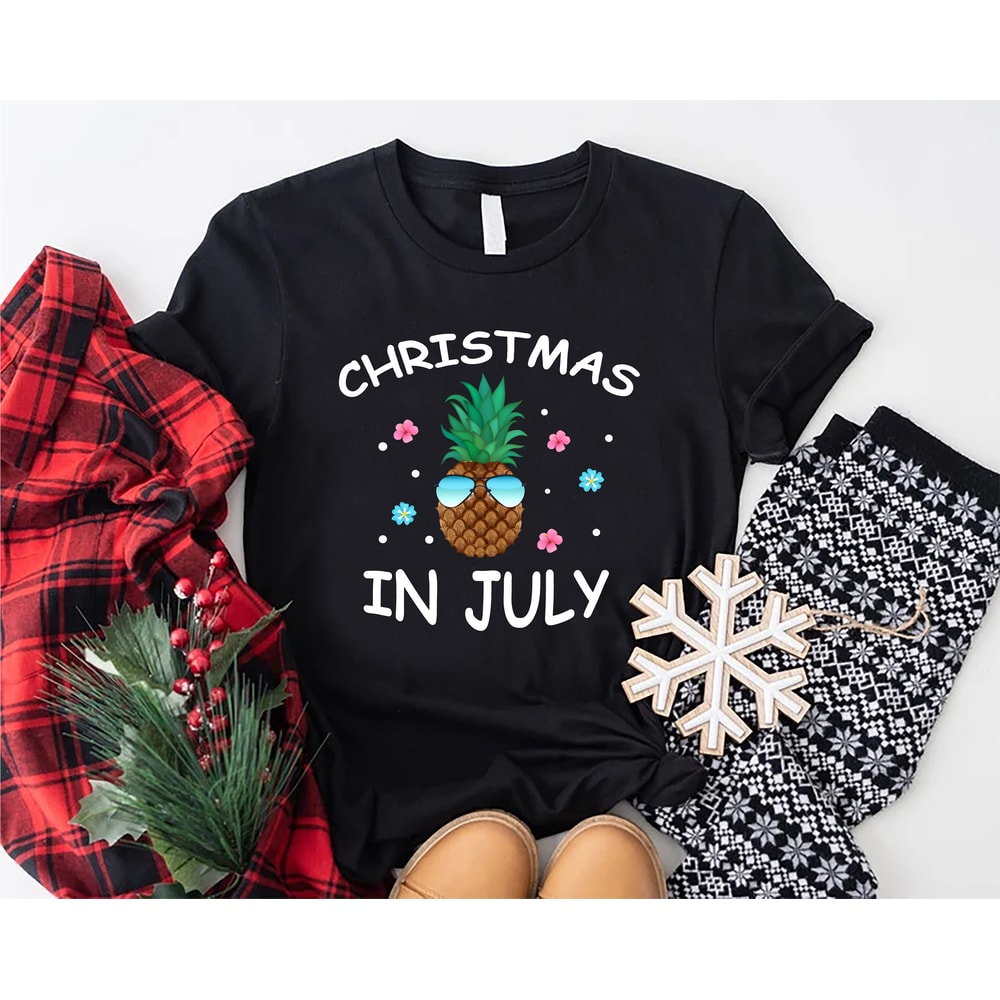 Christmas in July Pineapple Shirt,Christmas Shirt,Summer Vacation Shirt,Hawaiian Christmas,Christmas in Summer Gift,Tropical Fruit Apparel - 3.jpg