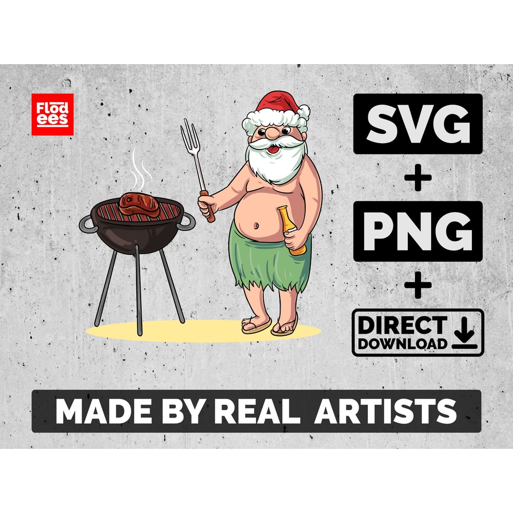 Christmas in July SVG Grilling BBQ Santa Claus PNG Grill Party Hawaiian Santa Clipart - 1.jpg