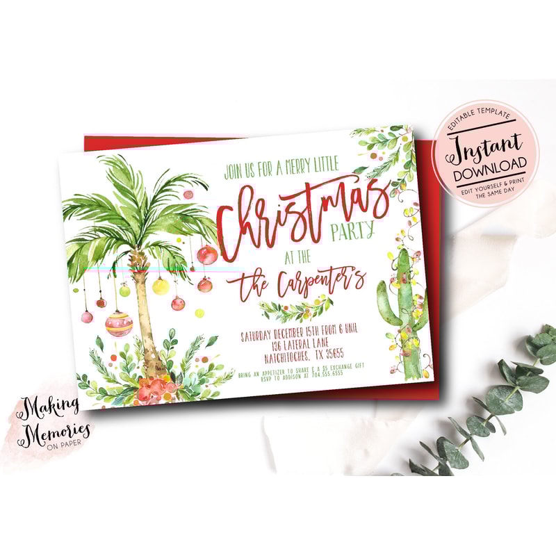 Christmas in July, Tropical Christmas Invitation, Pineapple Christmas Invite, Tropical Christmas fun, Christmas in July Bridal Shower - 3.jpg