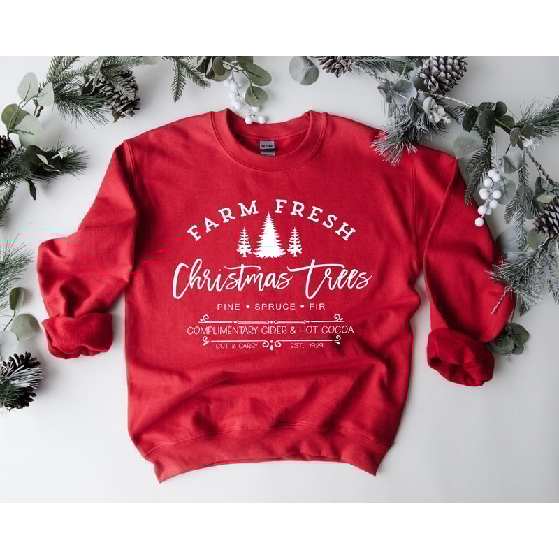 Farm Fresh Christmas Trees Shirt, Pine Spruce Fir, Christmas Gift Ideas, Holiday Shirt, Christmas Sweatshirt, Unisex Adult Tee, Winter Tee - 1.jpg