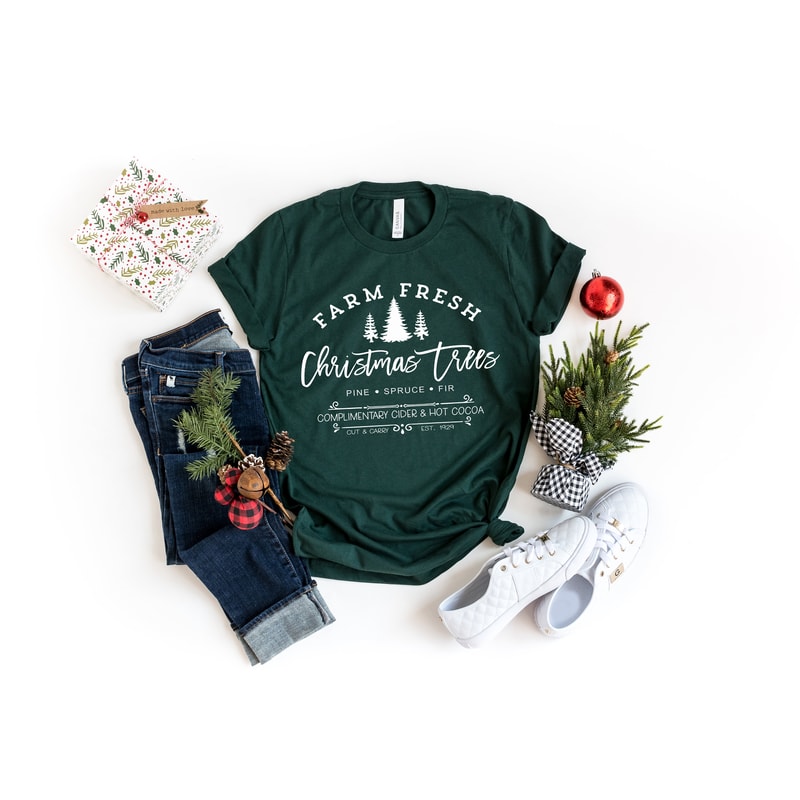 Farm Fresh Christmas Trees Shirt, Pine Spruce Fir, Christmas Gift Ideas, Holiday Shirt, Christmas Sweatshirt, Unisex Adult Tee, Winter Tee - 2.jpg