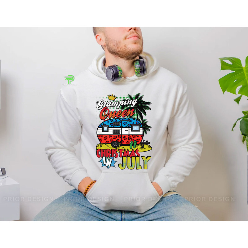 Glamping Queen Christmas in July Shirt, Summer Vacation Gift, Hawaiian Christmas, Christmas in Summer Clothing - 4.jpg