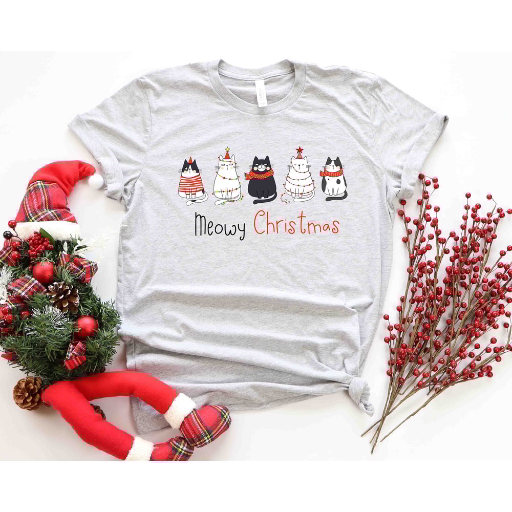 Meowy Christmas Shirt, Christmas Cat Shirt, Merry Christmas, Cat Lover Shirt, Christmas Gift, Christmas Gift For Cat Mom Gifts For Cat Lover - 3.jpg