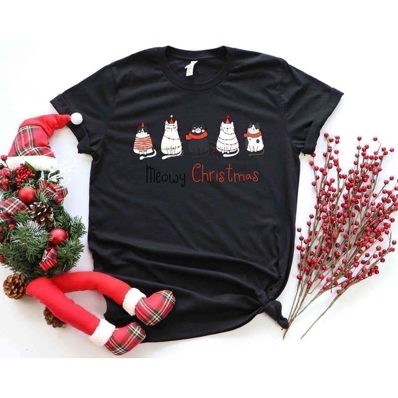 Meowy Christmas Shirt, Christmas Cat Shirt, Merry Christmas, Cat Lover Shirt, Christmas Gift, Christmas Gift For Cat Mom Gifts For Cat Lover - 5.jpg