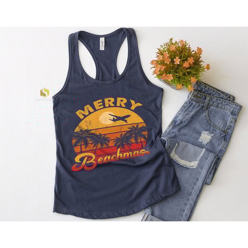 Merry Beachmas Shirt, Vintage Christmas in July Shirt, Tropical Christmas Retro Shirt, Summer Christmas Vacation Shirt - 5.jpg