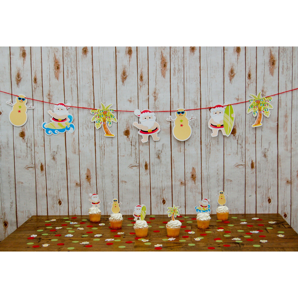 Merry Birthday Banner Customize the CharactersSaying, Christmas in July Party Supplies, Surfing Santa Birthday Ideas Fully Assembled - 4.jpg