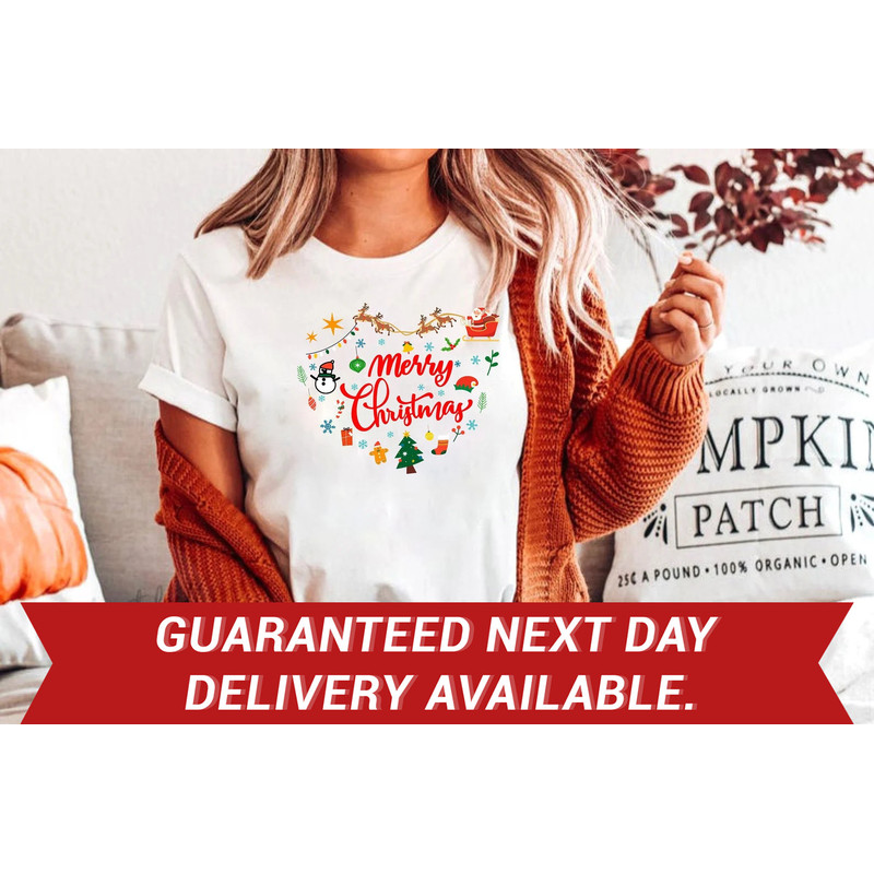 Merry Christmas Santa Hat Reindeer Shirt Cute Christmas T-shirt Christmas Tshirt Women's Christmas Shirt Holiday Christmas T shirts - 1.jpg