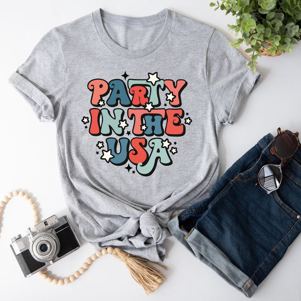 Retro Party in The USA Shirt, Party in The Usa T-Shirt, Usa Patriotic Tee, 4th of July Party TShirt, Trendy Usa Celebration Shirt - 1.jpg