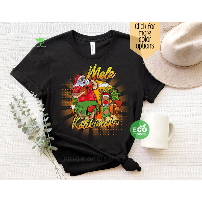 Vintage Pop Art Mele Kalikimaka Santa Christmas in July Shirt, Retro 80s Hawaiian Christmas Party Tshirt, Tropical Christmas Gift - 1.jpg