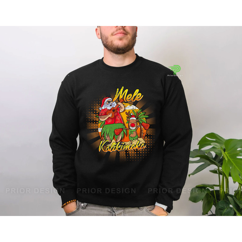 Vintage Pop Art Mele Kalikimaka Santa Christmas in July Shirt, Retro 80s Hawaiian Christmas Party Tshirt, Tropical Christmas Gift - 3.jpg