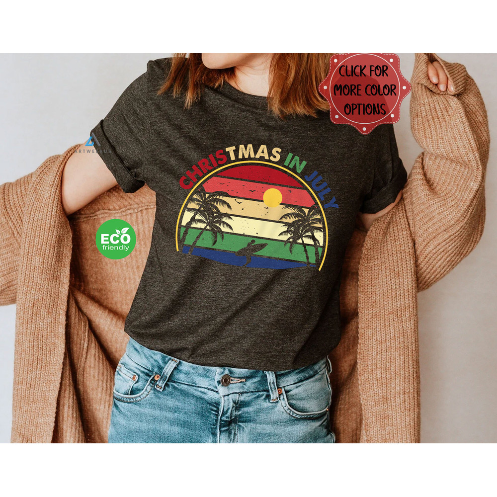 Vintage Surfing Christmas in July Trip Shirt, Summer Vacation Surfing Shirt, Surfer Gift, Beach Shirt, Summer Christmas Trip Tee - 2.jpg