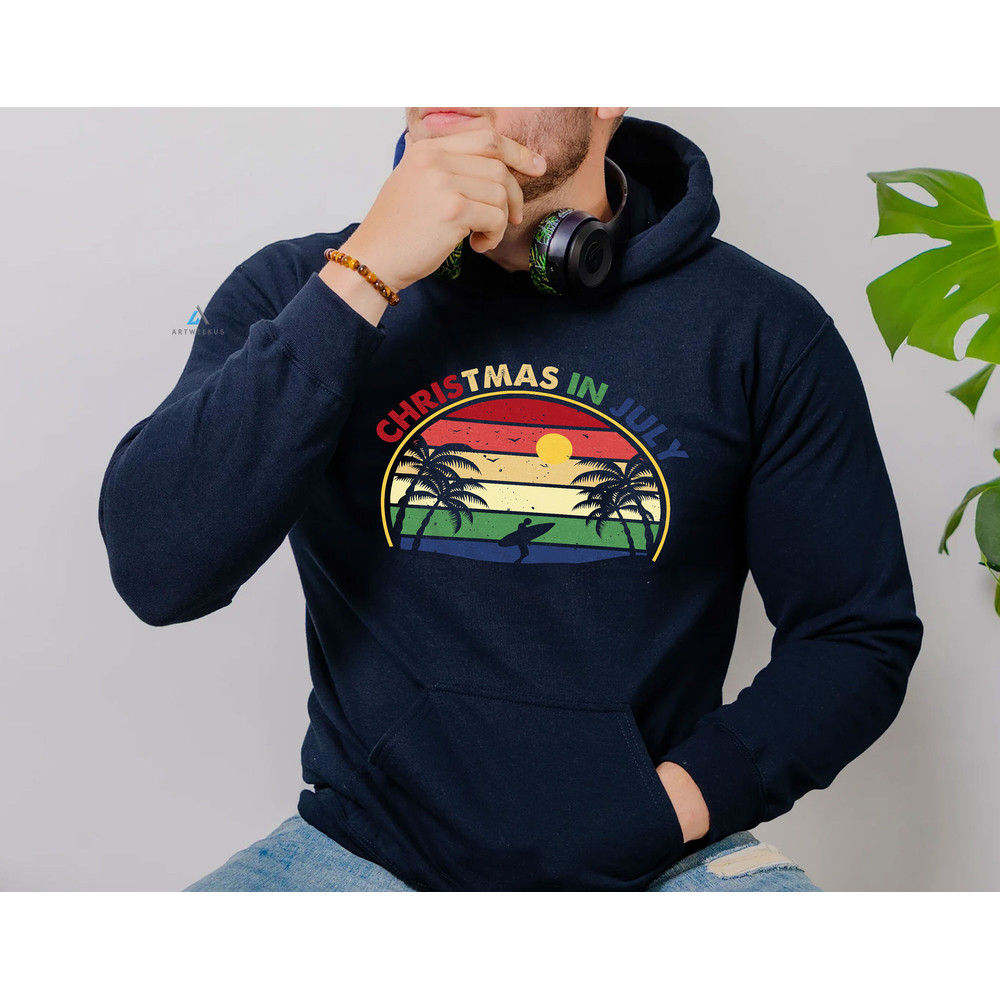 Vintage Surfing Christmas in July Trip Shirt, Summer Vacation Surfing Shirt, Surfer Gift, Beach Shirt, Summer Christmas Trip Tee - 4.jpg