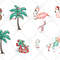 Watercolor Tropical Flamingo Christmas Clipart, Summer Xmas Patterns - 2.jpg