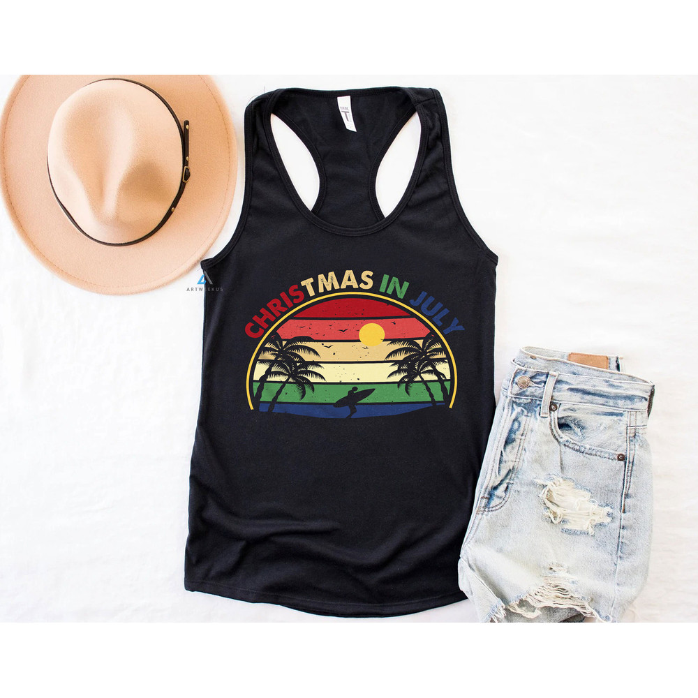 Vintage Surfing Christmas in July Trip Shirt, Summer Vacation Surfing Shirt, Surfer Gift, Beach Shirt, Summer Christmas Trip Tee - 5.jpg