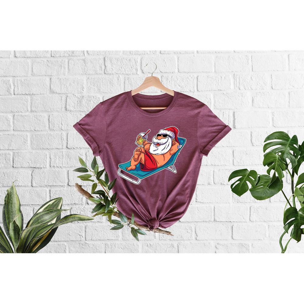 Christmas In July T-Shirt,Tropical Christmas, Santa At The Beach, Xmas In Summer Tees, Tropical Xmas, Funny Summer Vibes, Summer Santa Shirt - 3.jpg