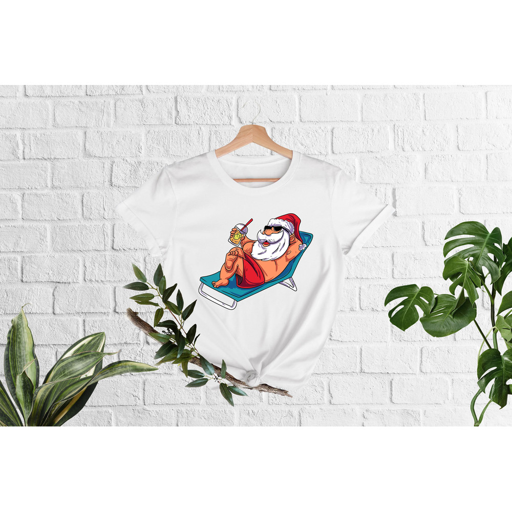 Christmas In July T-Shirt,Tropical Christmas, Santa At The Beach, Xmas In Summer Tees, Tropical Xmas, Funny Summer Vibes, Summer Santa Shirt - 6.jpg