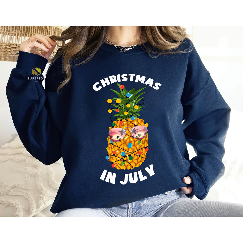 Funny Christmas in July Shirt, Funny Pineapple Shirt, Tropical Christmas Shirt, Summer Holiday Shirt, Xmas in July Shirt - 3.jpg