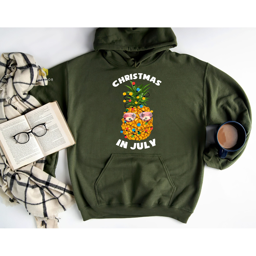 Funny Christmas in July Shirt, Funny Pineapple Shirt, Tropical Christmas Shirt, Summer Holiday Shirt, Xmas in July Shirt - 4.jpg